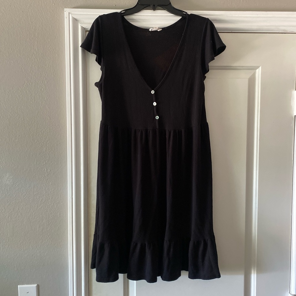 Black Button-Front Dress